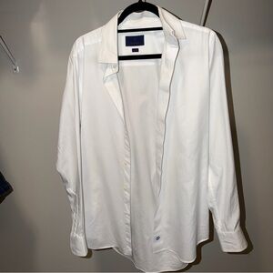 David Donahue White Dress Shirt - Spread Collar